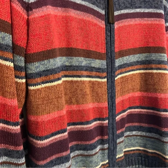 Vintage Women's Multicolor Striped Zip-Up Sweater Size Medium Cotton Blend - Picture 5 of 5